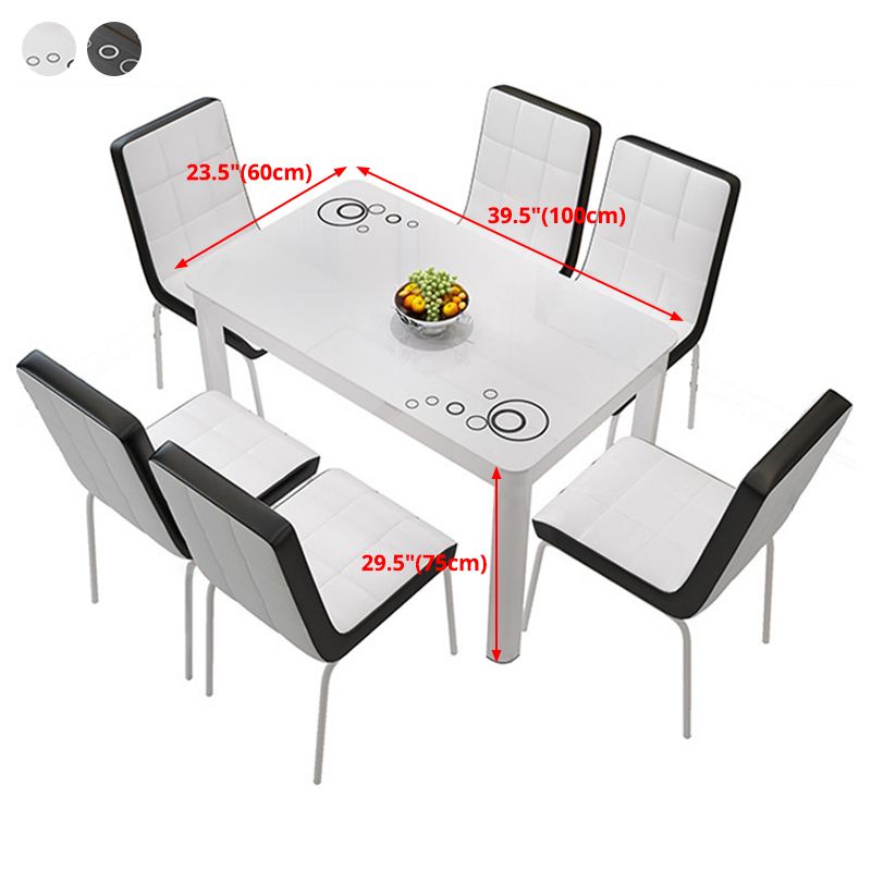 Glass Top Dining Table Modern Rectangle Dining Table with 4 Legs