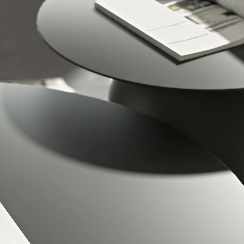 Mid-Century Modern Metal Coffee Table Round 1/2 Cocktail Table