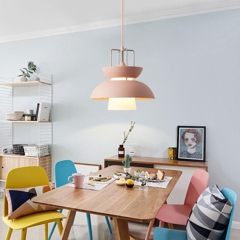 1 lichte kom licht hangers macaron aluminium hanglampen met hangende koord voor restaurant