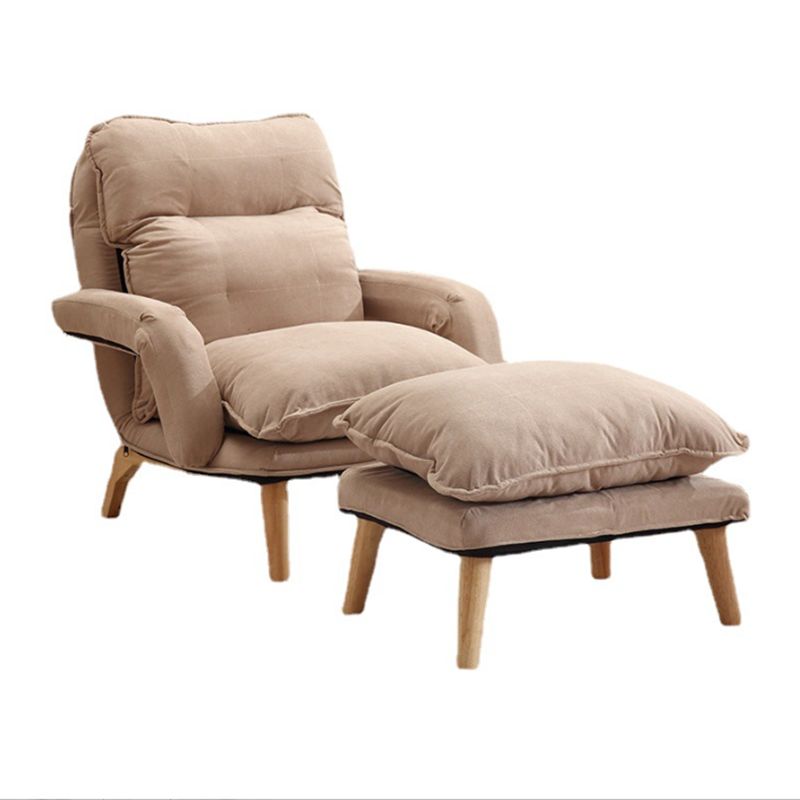 Velvet Convertible Chair with Sewn Pillow Back Arm Chair for Apartment