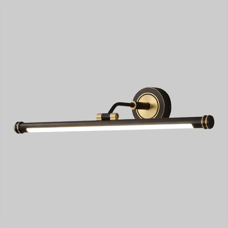 Black/Brass Tubular Wall Sconce Lighting Contemporary LED Metal Vanity Light Fixture with Adjustable Arm