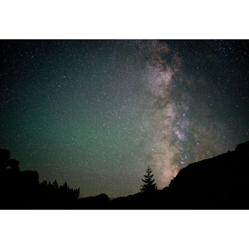 Mountain Aurora View Mural Decal Aqua Contemporary Wall Decoration for Living Room