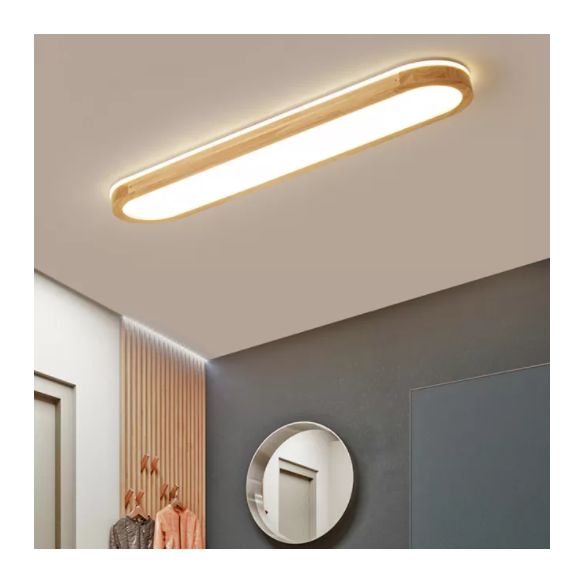 Minimalismo de madera 1-Luz de montaje de la lámpara de montaje de descarga lineal de luz de techo para dormitorio