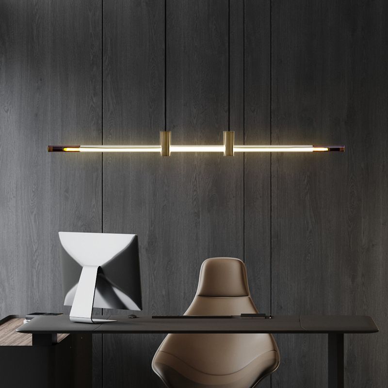 Single Modernist Brass Ceiling Lamp LED Kitchen Island Foyer Lighting
