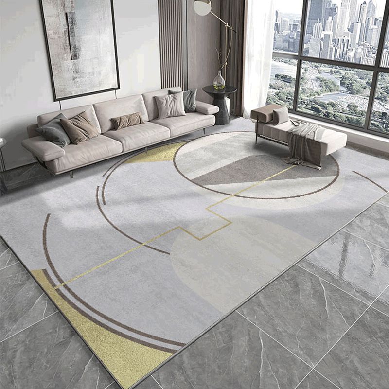 Minimalist Indoor Rug Geometric Pattern Carpet Polyester Stain Resistant Area Rug for Living Room