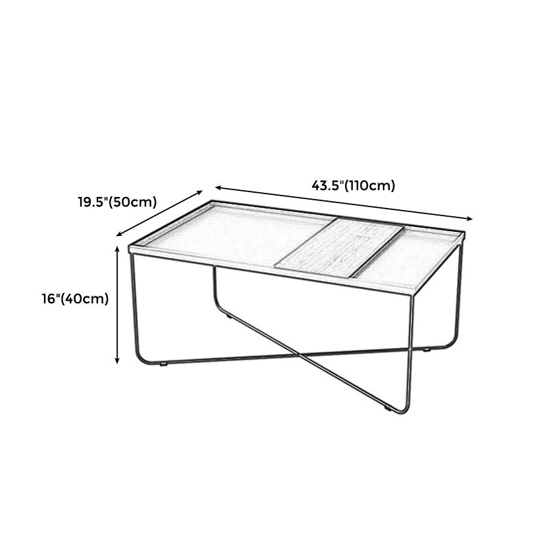 Modern Black Metal Cross Legs Coffee Table Rectangle/Square Table