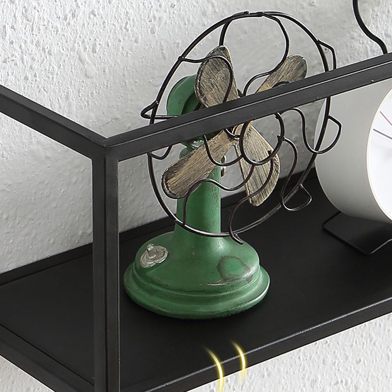 Industrial Style Metal Bookcase Wall Mounted Rectangular Shelves