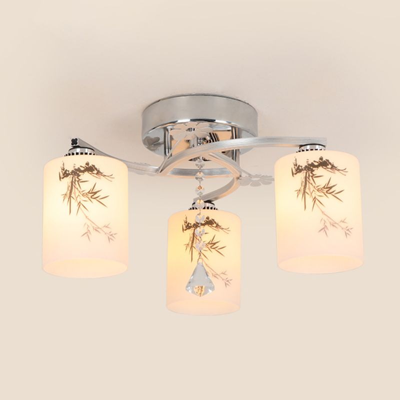 Modern 3 Lights Ceiling Lamp Chrome Finish Flush Mount Light for Bedroom