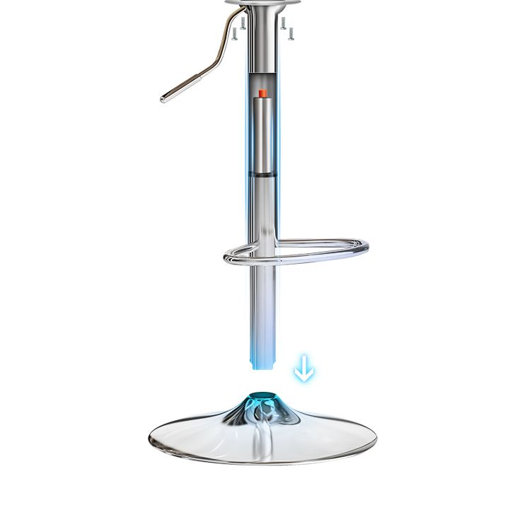 Contemporary Metal Barstool Faux Leather Footrest Adjustable Counter Stool