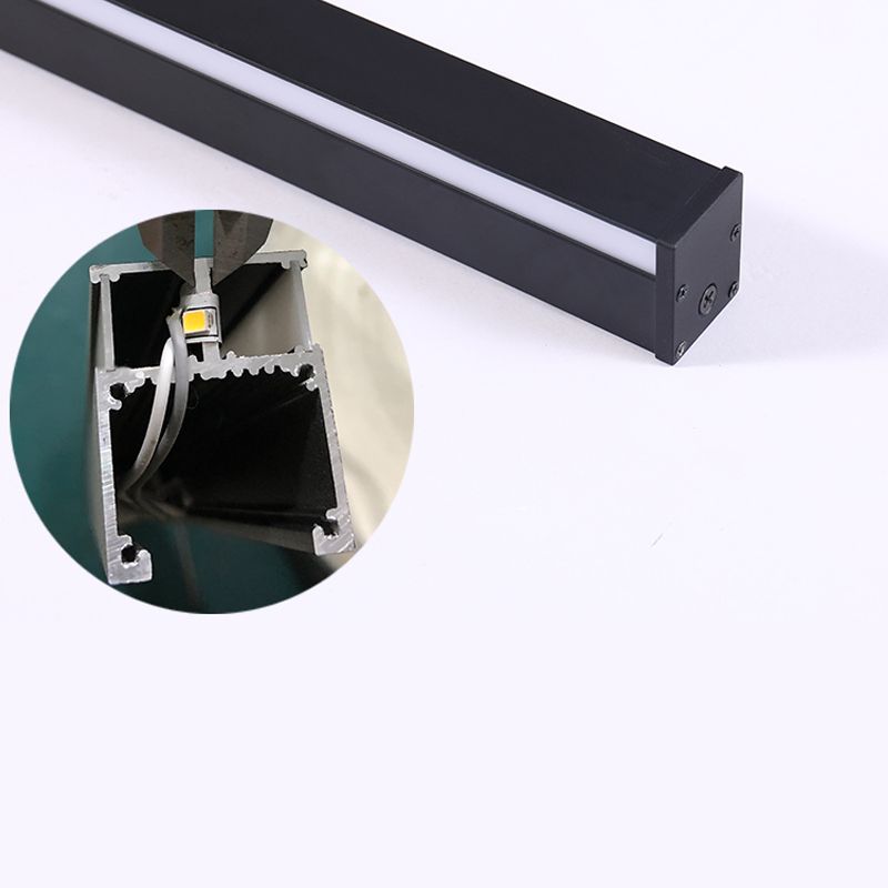 1 Light Linear Shape Wall Light Modern Style Metal Wall Sconce Lighting in Black