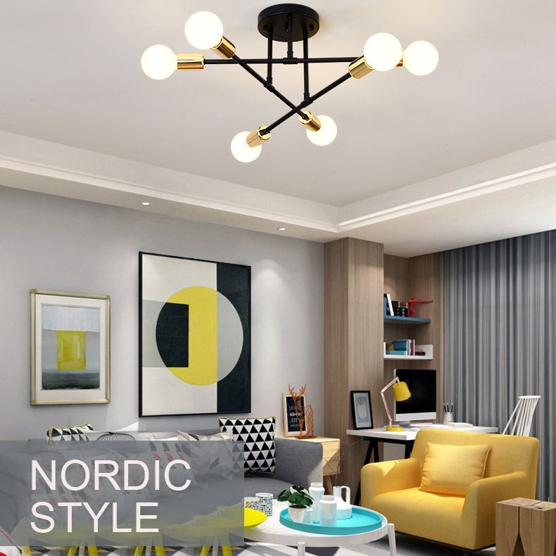 Halbbündige Deckenleuchte im Schmiedeeisen-Industriestil, stimmungsvolle Metall-Einbauleuchte für Schlafzimmer