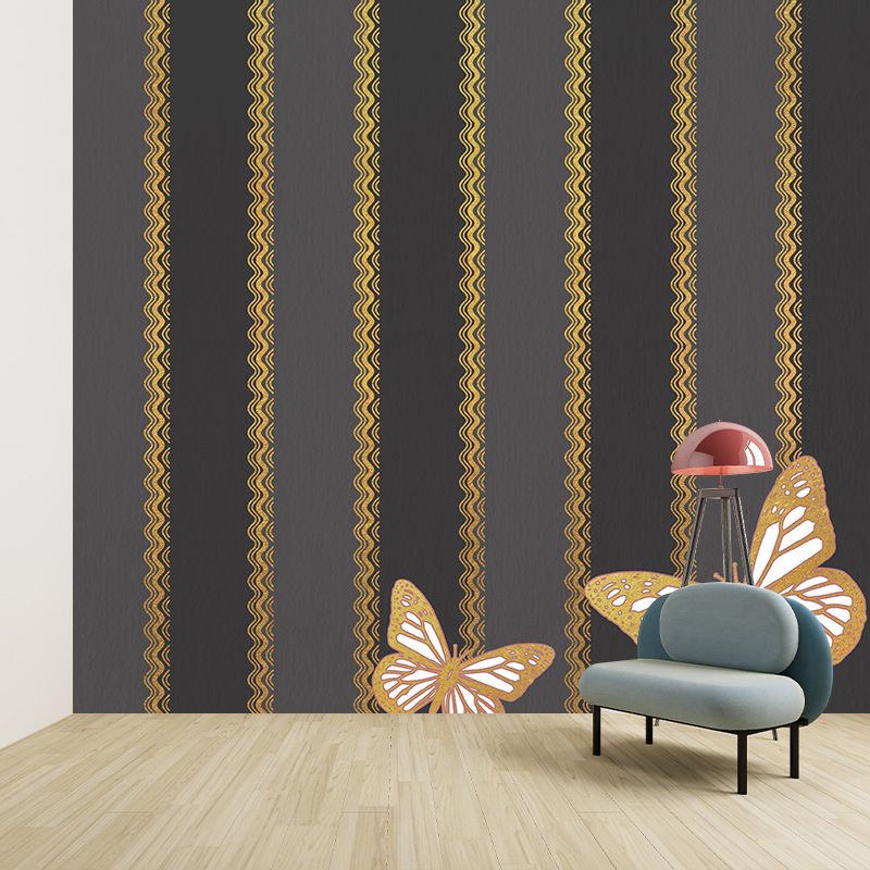 Stripe Mildew Resistant Wallpaper Illustration Sleeping Room Wall Mural