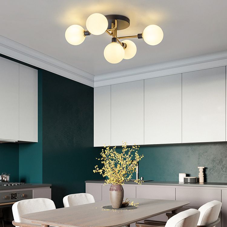Nordic Style Metal Ceiling Light Ball Shape Shade Ceiling Lamp for Bedroom