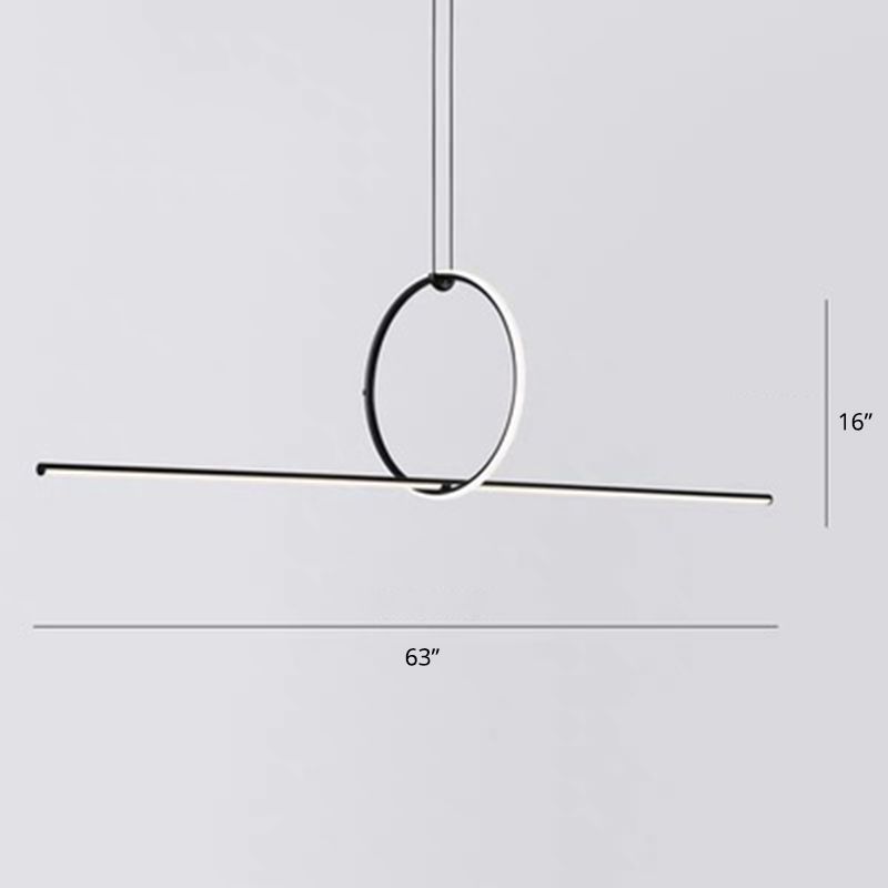 Designer Line Art Cindant Affermazione Luce della sala da pranzo Metallic LED Isola Luce in nero