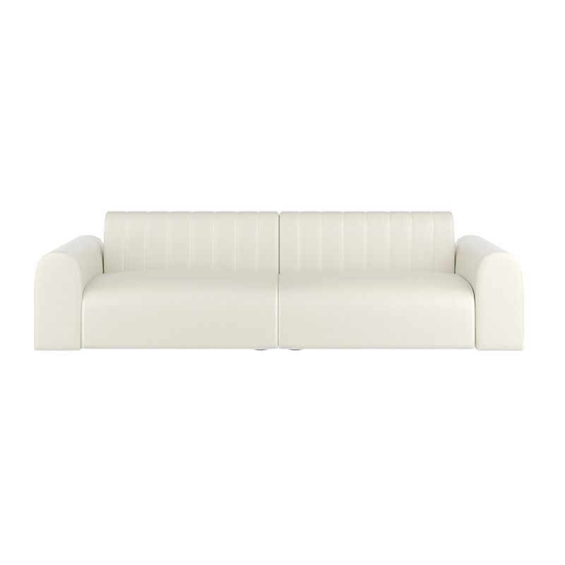 White Square Arm Sectional Sofas Solid Wood Sectional Couch for Living Room