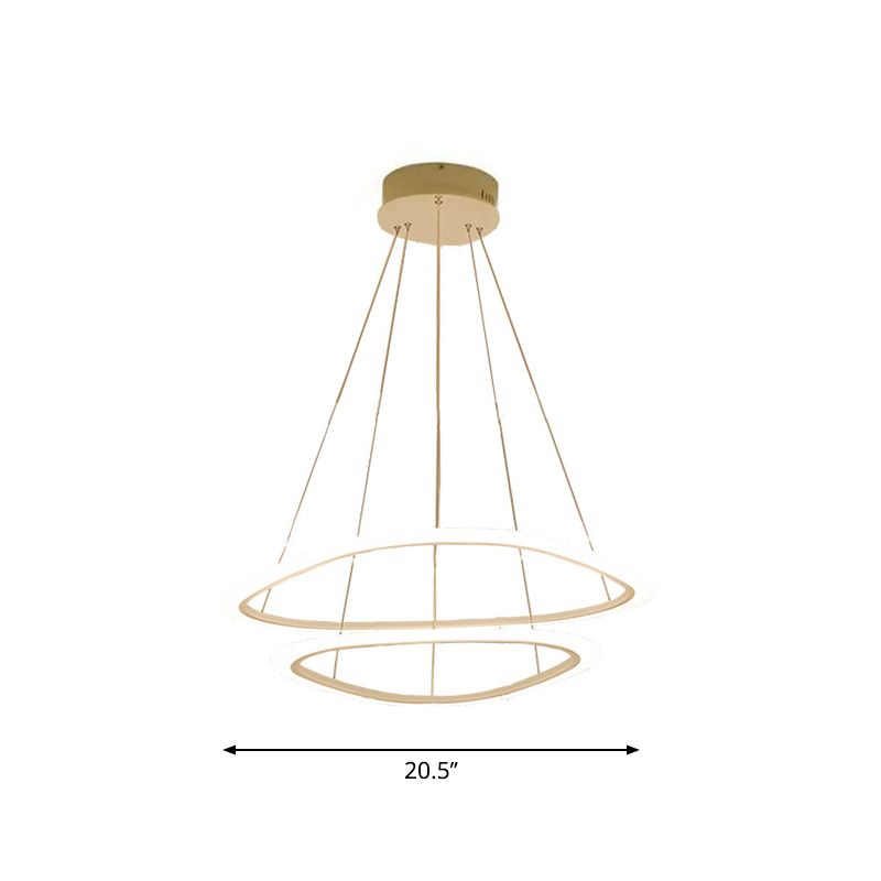 Candelera blanca minimalista de luz colgante LED de comedor con triángulo de 2/3 de nivel/tono acrílico redondo