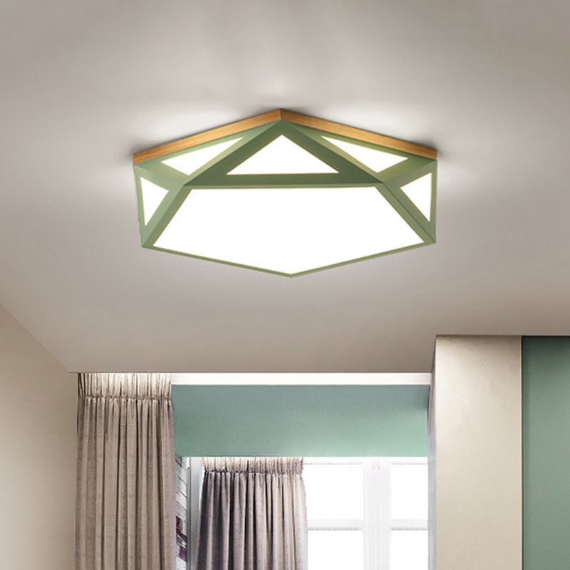 Modern Geometric Acrylic Flush Light 16.5"/20.5" W LED Gray/Green/White Ceiling Flush Mount for Bedroom, Warm/White/Natural/3 Color Light