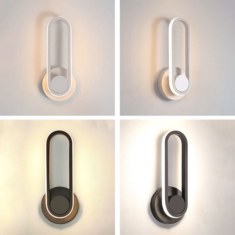 1-Light Oval Wall Mount Light Modern Style Metal Wall Sconce Lights