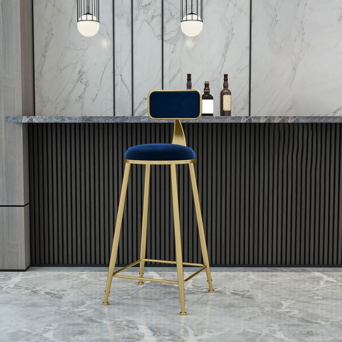 Nordic Armless Backrest Counter Stool Iron KitchenBar Stool with Cushion and Pedal