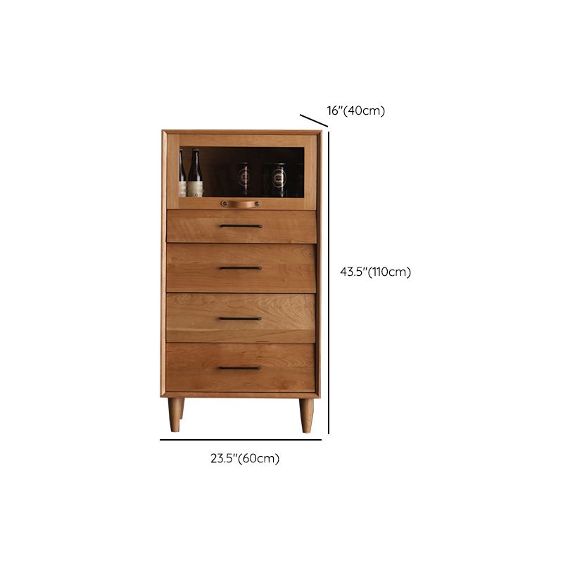 Contemporary Natural Cabinet Solid Wood 4 - Drawer Accent Cabinet