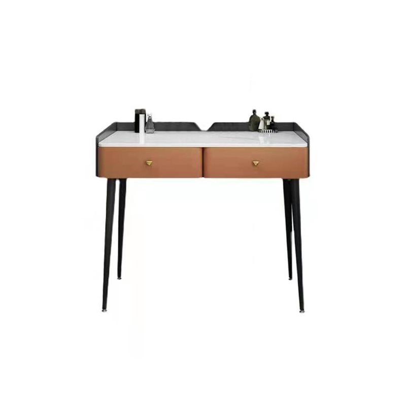 Vanity Stone Makeup Dressing Table Stool Set with 2 Drawers - 31.1" H