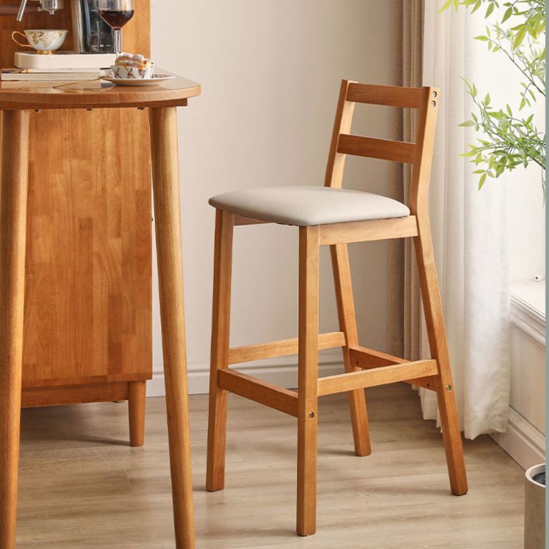 Contemporary Upholstered Armless Bar Stool with Solid Wood Base