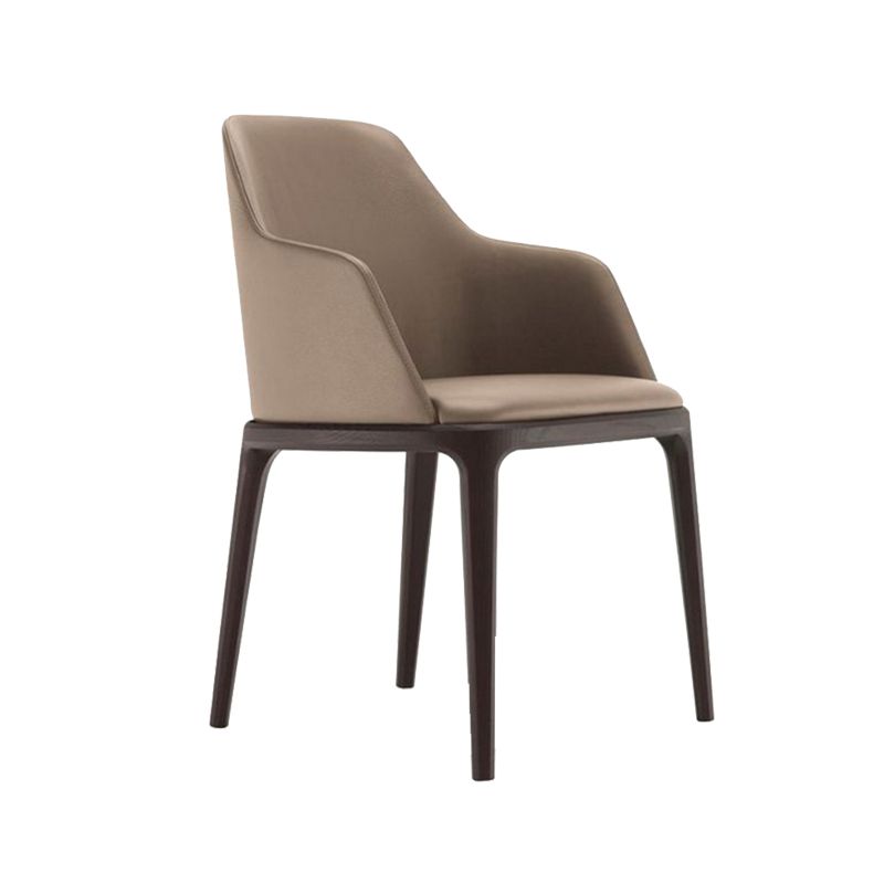 Industrial Solid Wood Dining Chair Faux Leather Side Chair with Upholstered