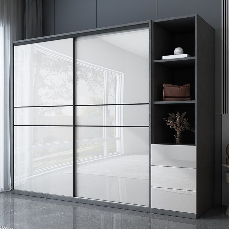 Manufactured Wood Glossy White Storage Cabinet Modern Cabinet for Bedroom