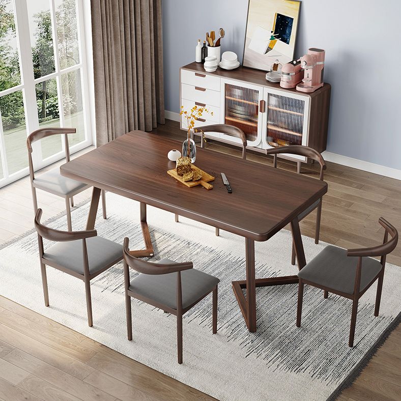 Wooden Modern Dining Room Set with Double Pedestal Base Formal Table Set for Home Use