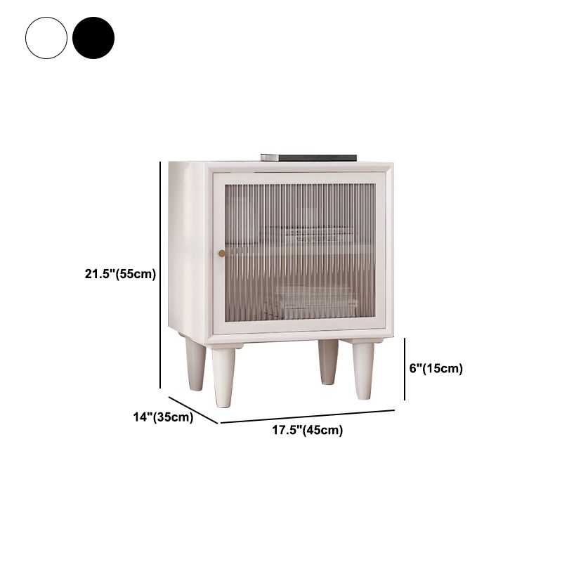 19.6" /21.6" Tall Wooden Nightstand in White / Black Modern Night Stand