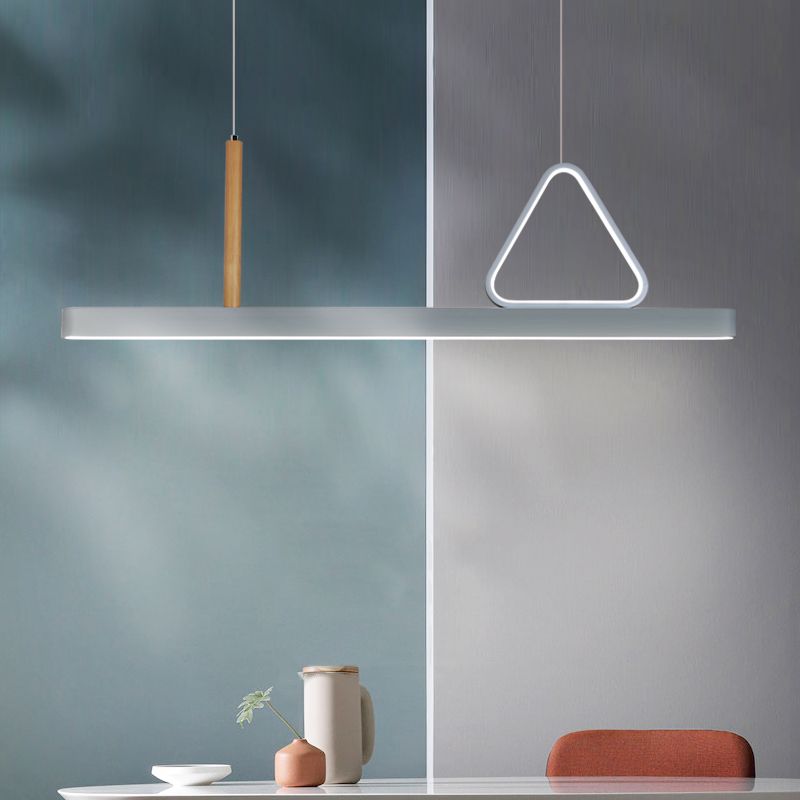 Sala de estar nueva iluminación moderna de isla LED lineal de metal lineal en gris