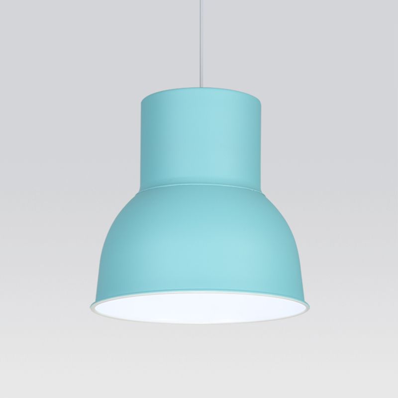 Metal Dome Shade Suspension Pendant Minimalist 10"/14"/15" Wide 1 Light Hanging Light Fixture in Blue/Green