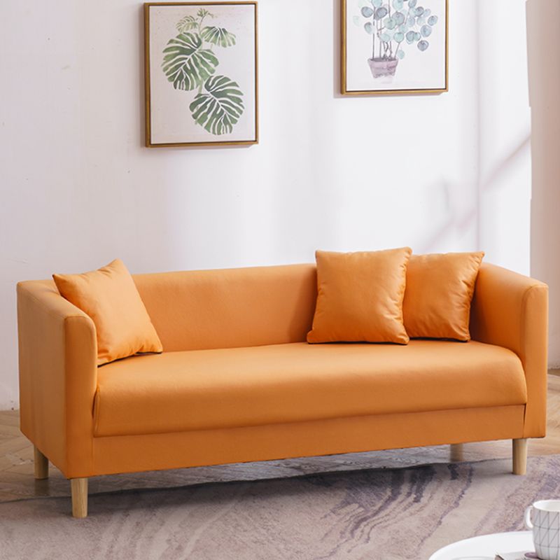 Faux Leather Tuxedo Arm Sofa Scandinavian Single Cushion Sofa with Pillows