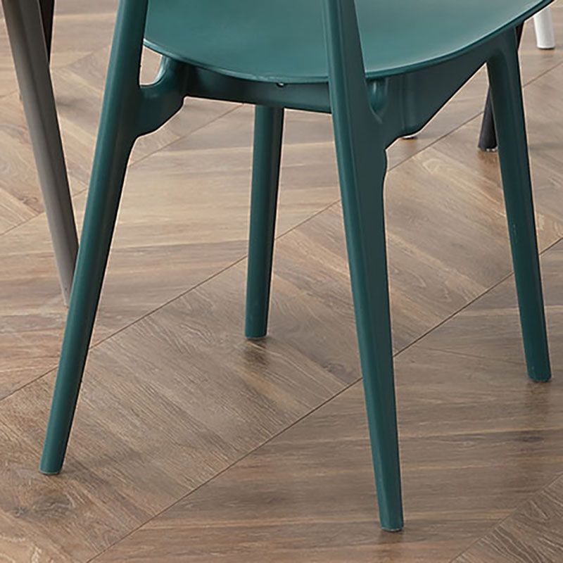 Silla lateral de comedor con respaldo abierto de diseño escandinavo, silla sin brazos de comedor de plástico