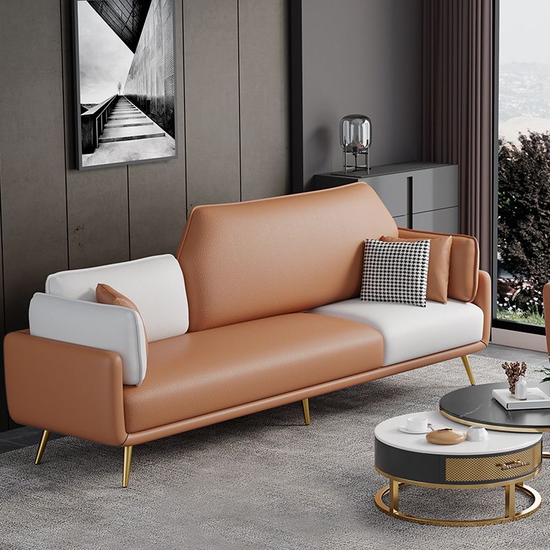 Square Arm Sofa 31.49" D x 32.67" H Faux Leather Sofa for Living Room