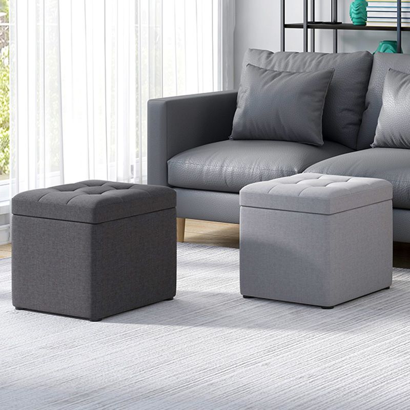 Tufted Pouf Solid Color Fabric Square Scratch Resistant Pouf Ottoman with Storage