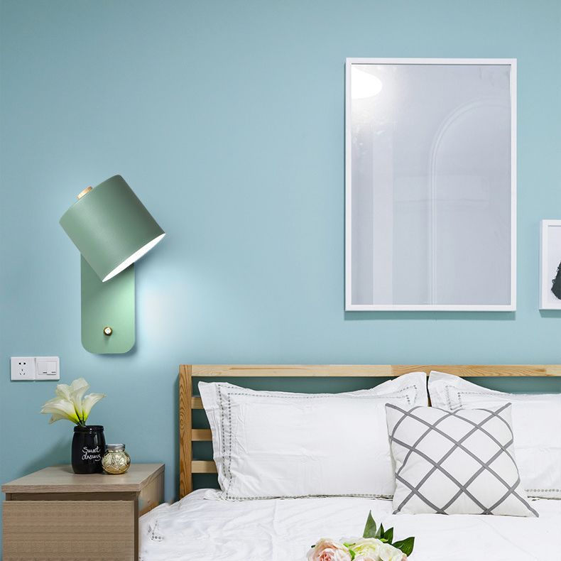 Dormitorio luminosos simples lámparas de apliques 1 iluminación de pared giratoria de metal