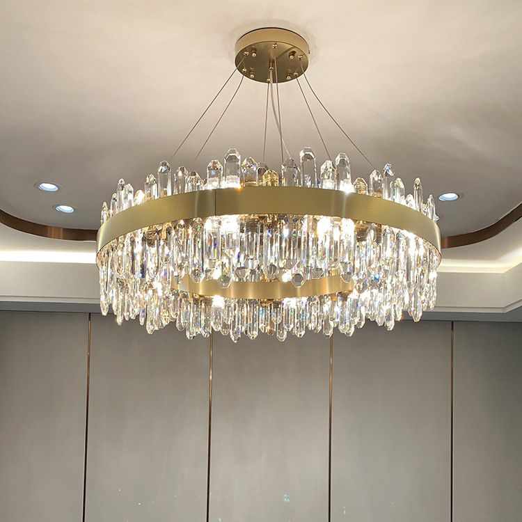 Luce lampadario in stile moderno Luce a sospensione in cristallo oro per soggiorno