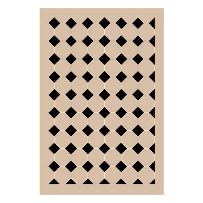 Brown Check Pattern Rug Polyester Modern Rug Washable Rug for Living Room