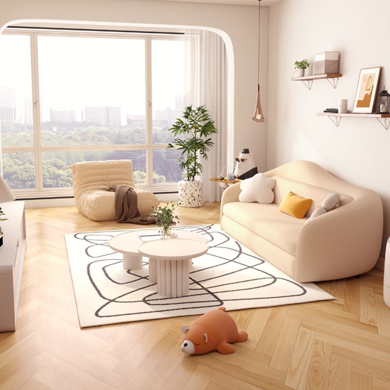 Upholstered Sleeper Sofa in Light Yellow Modernism Curved Sleeper Sofa