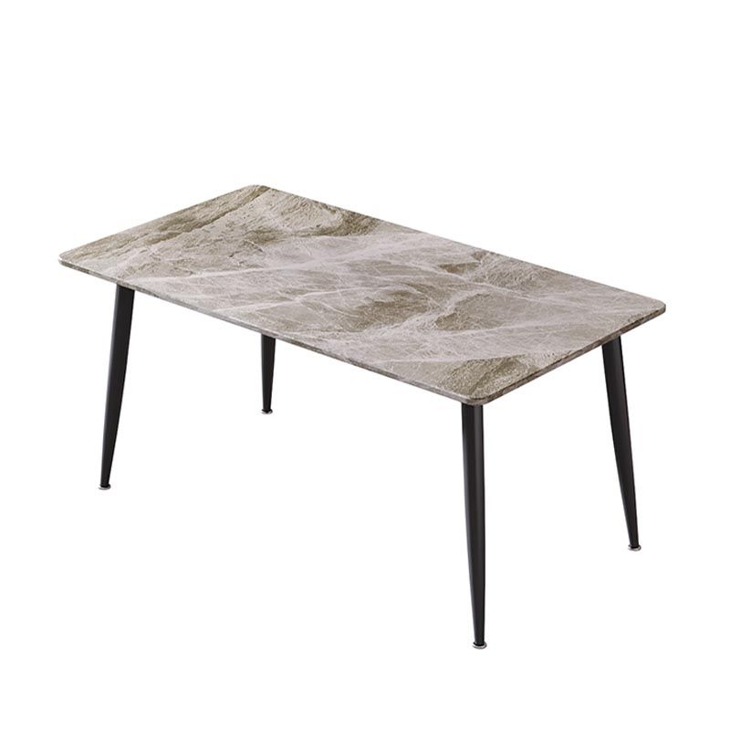 Rectangle Stone Industrial Table Standard Height Dining Table with 4 Legs