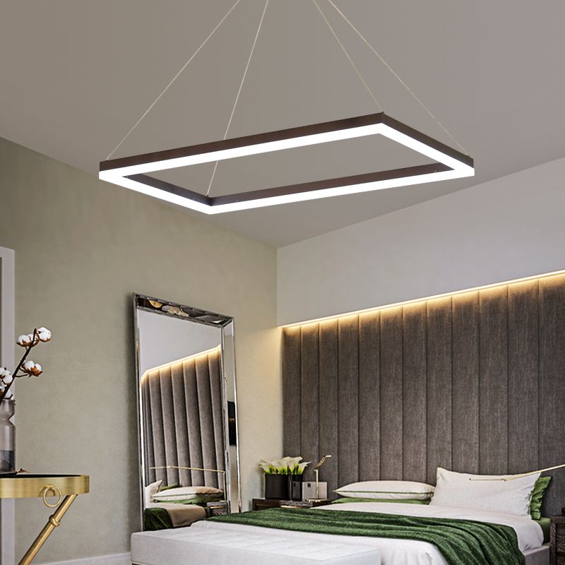 4-Tier Rectangle Acrylic LED Suspension Light Nordic Style Coffee Chandelier Light