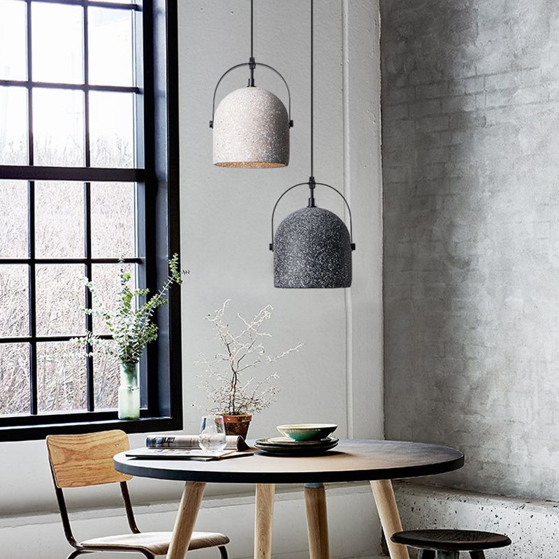 Bell Ceiling Pendant Light Minimalist Style Cement Dinning Room Hanging Lamp Kit