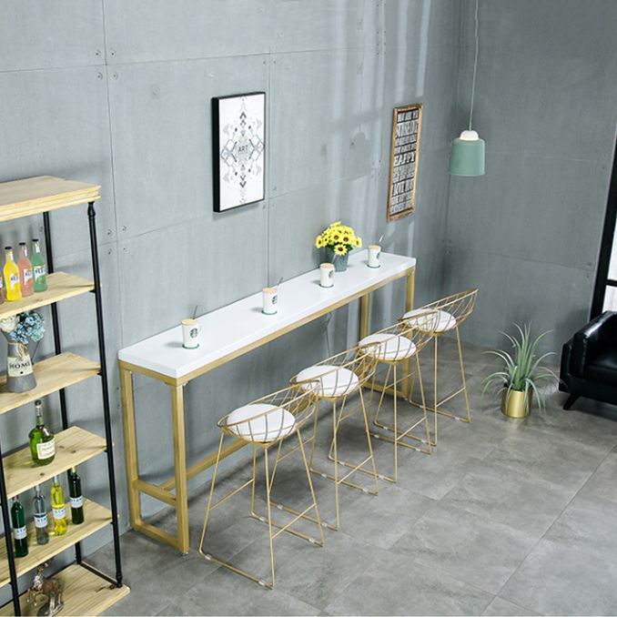 Glam 1/2/5/9 Pieces Bar Table Set Rectangle Bar Table with High Metal Stools for Home