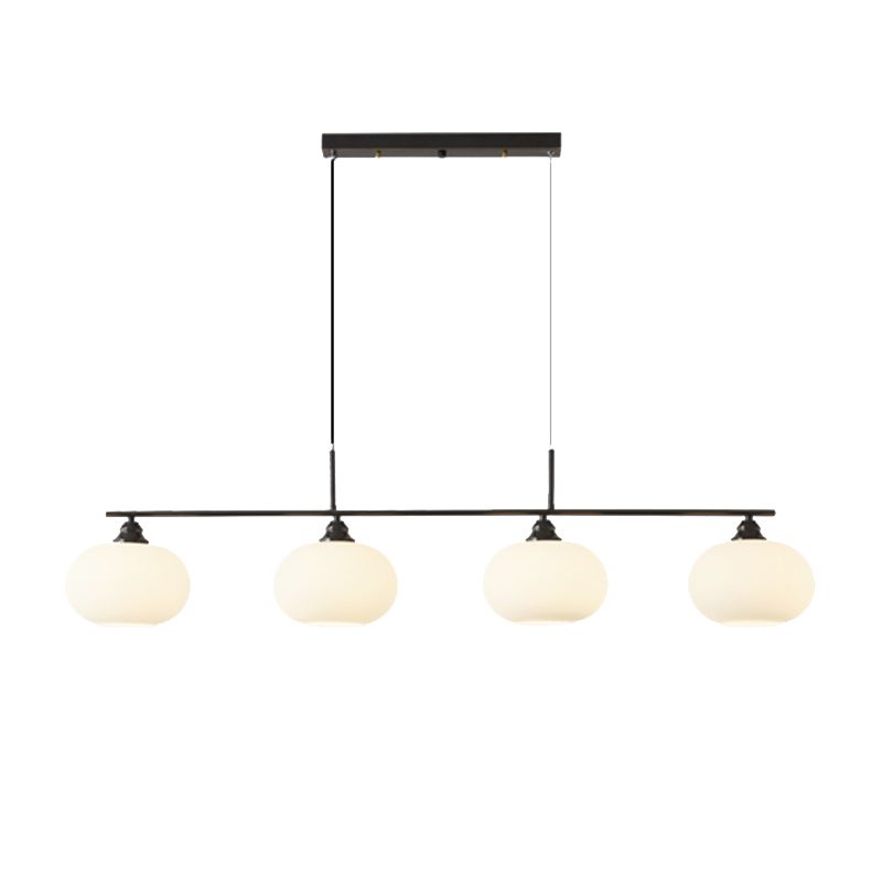 Modern Metal Pendant Light Persimmon Shape Island Light with Glass Shade for Living Room