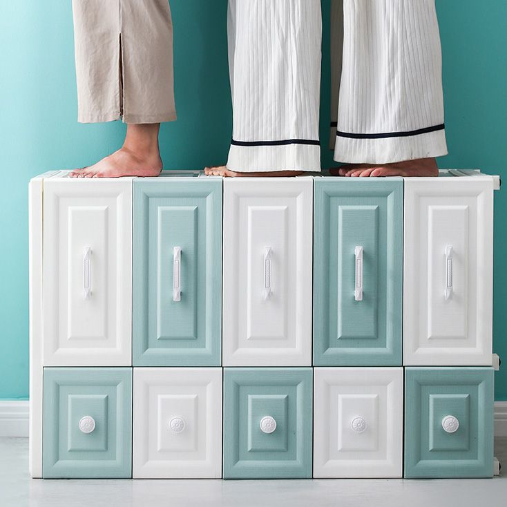 Scandinavian Vertical Plastic Kids Dresser Set with Drawers for Bedroom