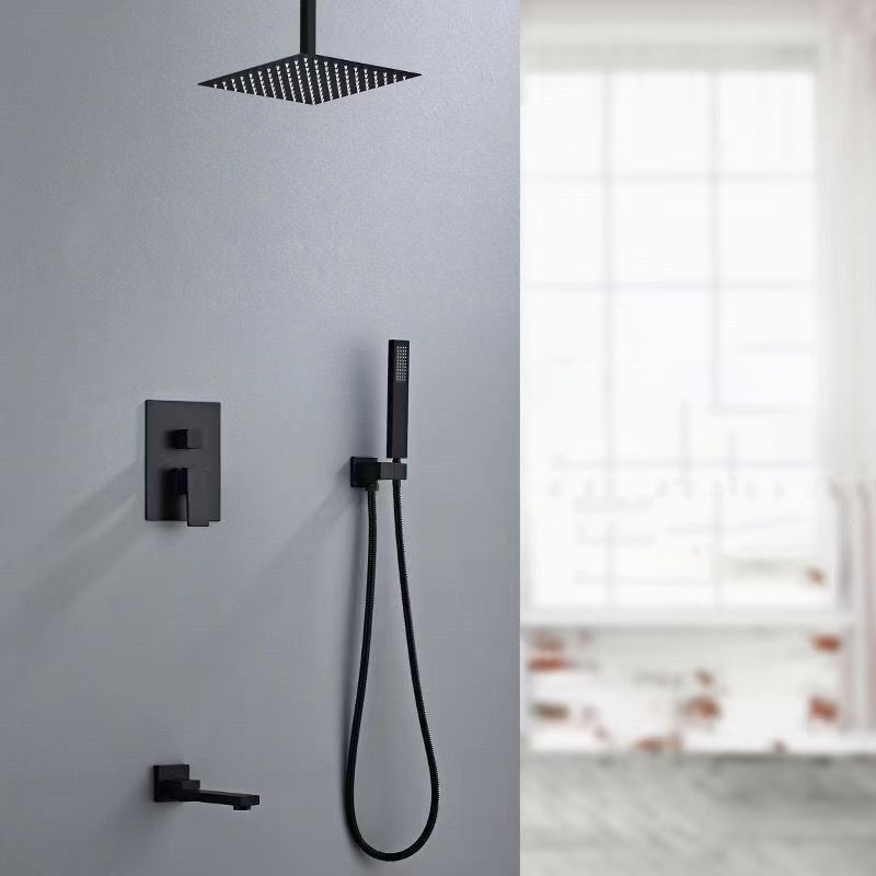 Square Adjustable Water Flow Faucet Shower Arm Shower System with Handheld Shower Head