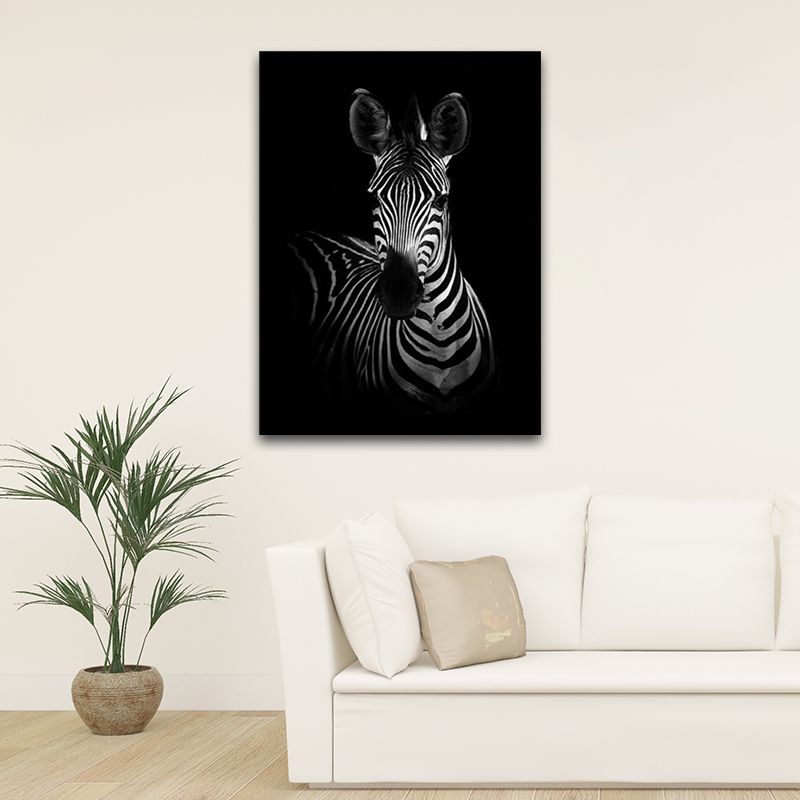 Photographs Contemporary Wall Art Print with Zebra Pattern in Dark Color for Home