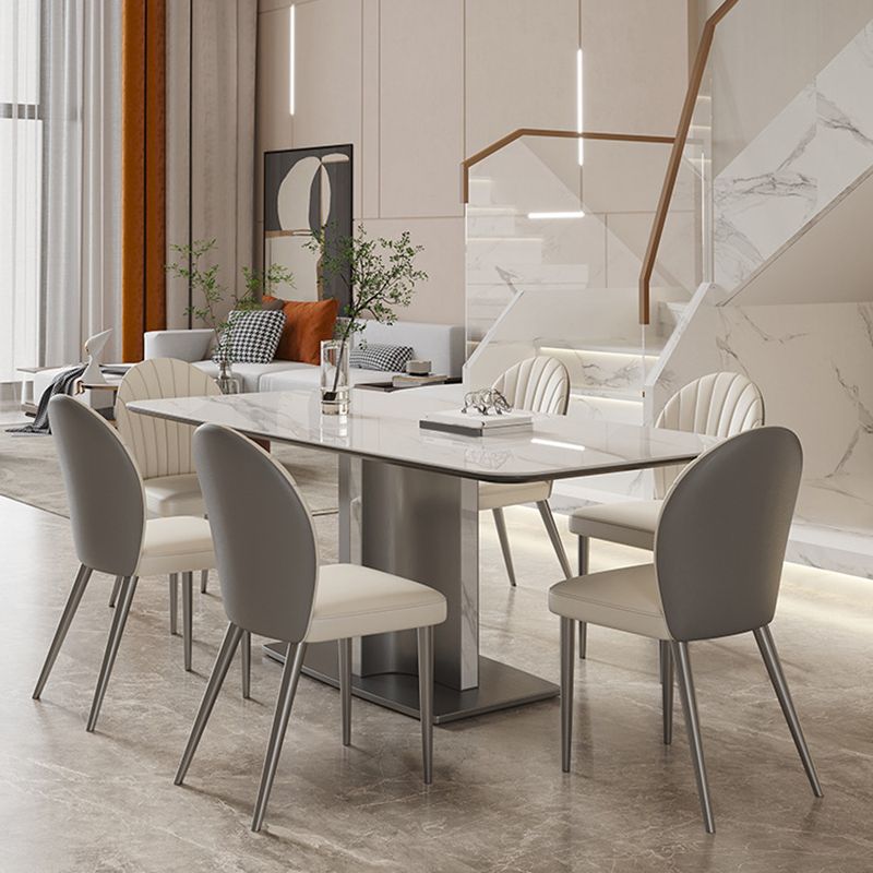 Modern Rectangle Dining Table Sintered Stone Table with Metal Legs for Home
