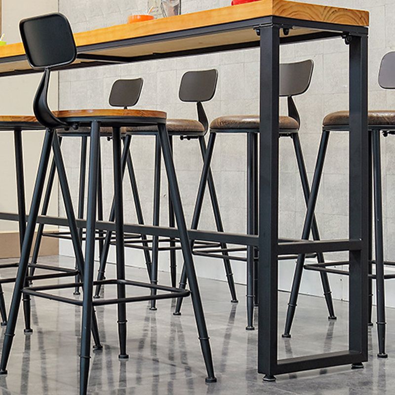 Contemporary Bar-height Counter Stool Low Back Bar Stool with Metal Base